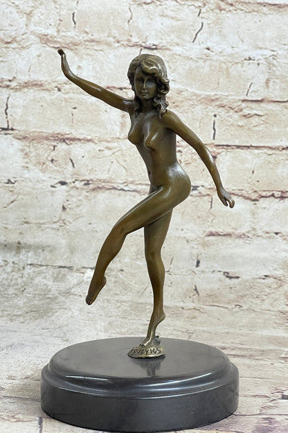 Bronze Sculpture Nude Female Erotic Art Hot Cast Marble Base Figurine Figure