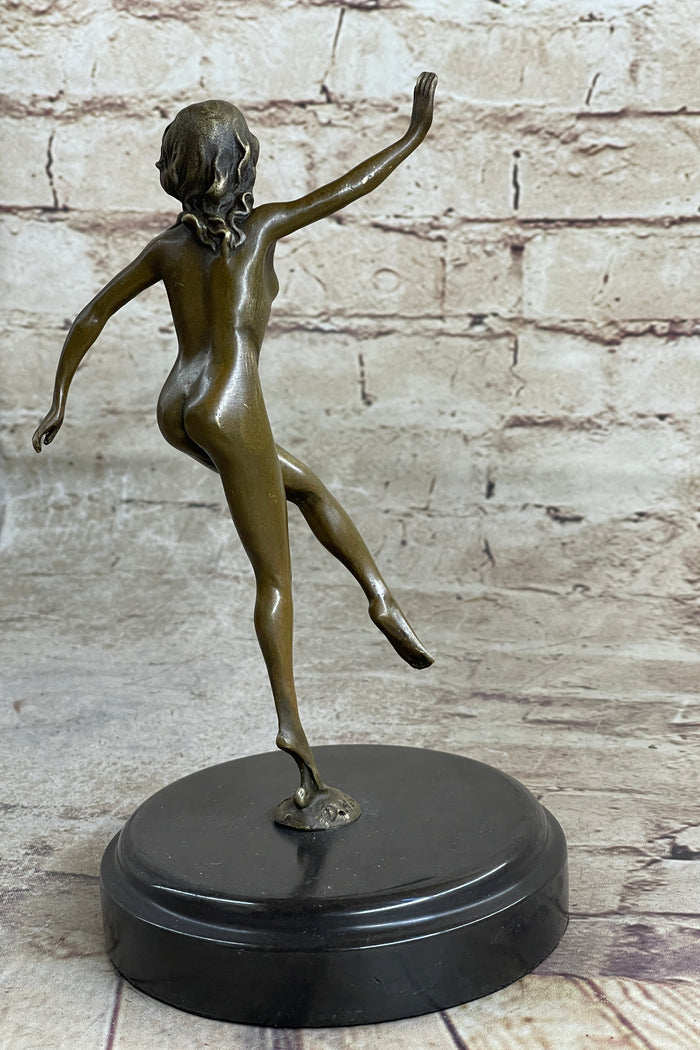 Bronze Sculpture Nude Female Erotic Art Hot Cast Marble Base Figurine Figure