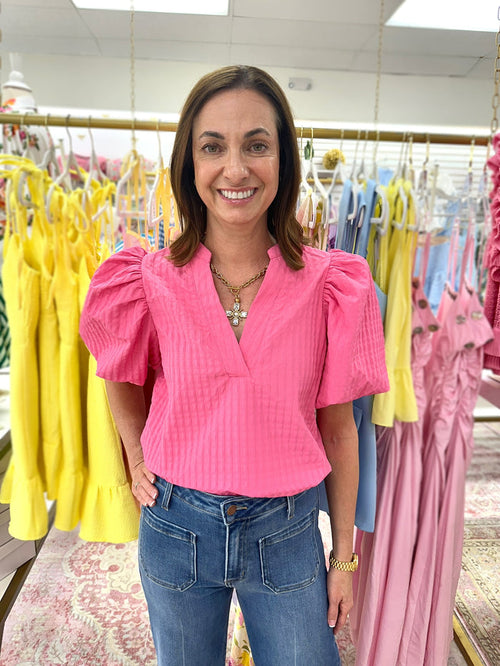 Bubble Gum Puff Sleeve Top