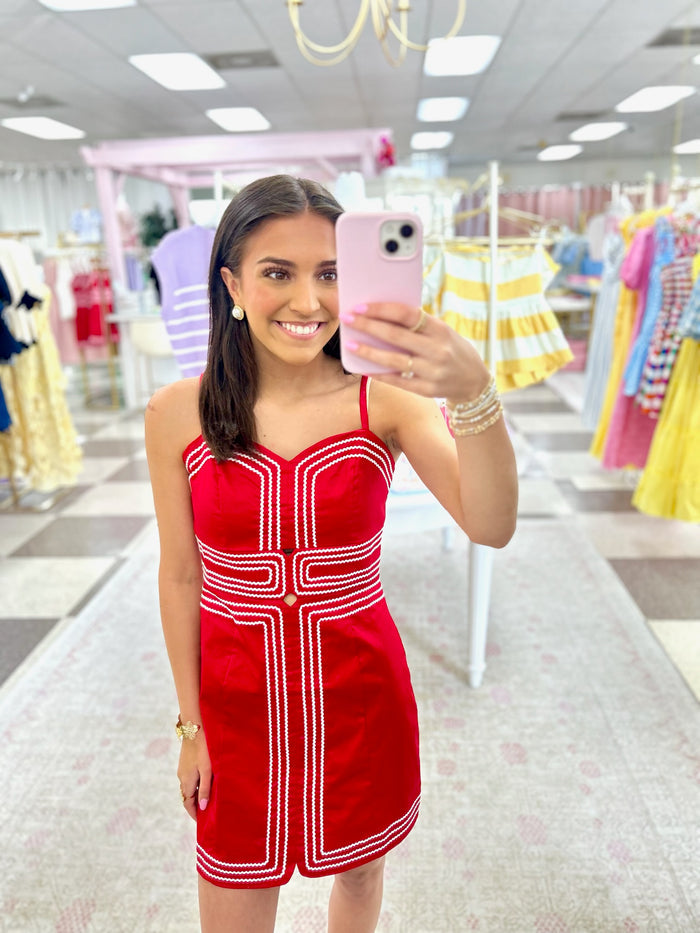 Carolina Coast Contrast Mini Dress (Red/White)
