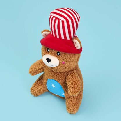 Cheeky Chumz Americana Patriotic Bear Plush Squeaky Dog Toy