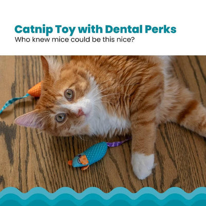 Outward Hound Cat Toys Chew Mice Dental Health Cat Toy - 2pc
