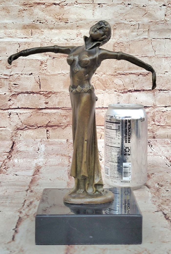 Chiparus Art Deco Bronze Dancer Sculpture with Outstretched Arms