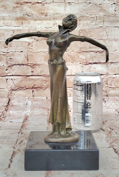 Chiparus Art Deco Bronze Dancer Sculpture with Outstretched Arms