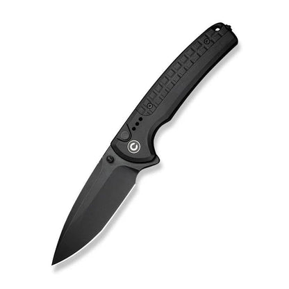 CIVIVI Sentinel Strike II button lock knife with a black drop point Nitro-V blade and textured aluminum handle.