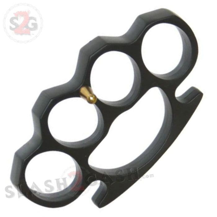 Classic Heavy Duty Belt Buckle & Paperweight - Black Brass Knuckles Solid Aluminum