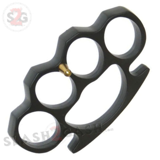 Classic Heavy Duty Belt Buckle & Paperweight - Black Brass Knuckles Solid Aluminum