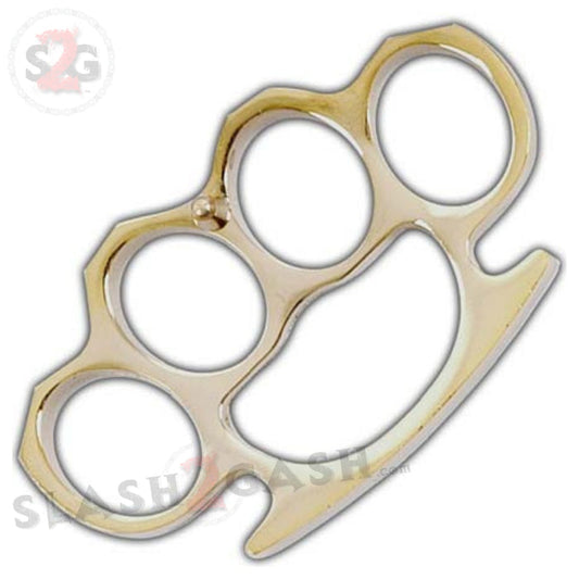 Classic Heavy Duty Belt Buckle & Paperweight - Gold Brass Knuckles Solid Aluminum