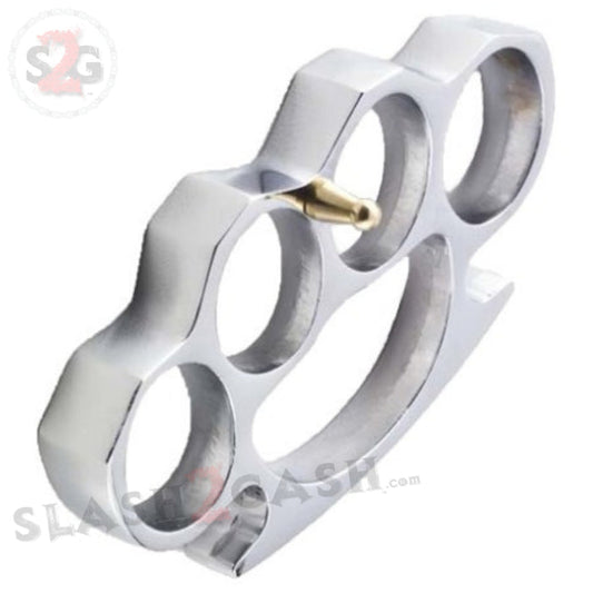 Heavy Duty Belt Buckle & Paperweight - Silver Brass Knuckles Solid Aluminum
