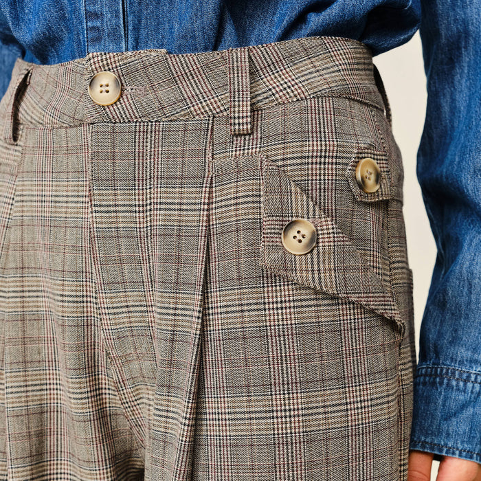 Classic Wide leg Pleated Plaid Pants