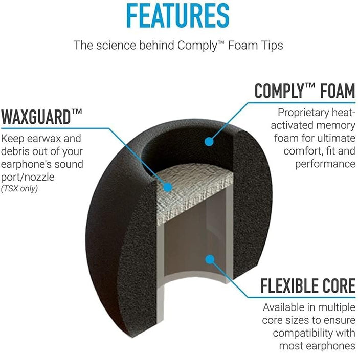 Comply Comfort Plus Tsx-200 Memory Foam Earphone Tips Large 3 Pairs