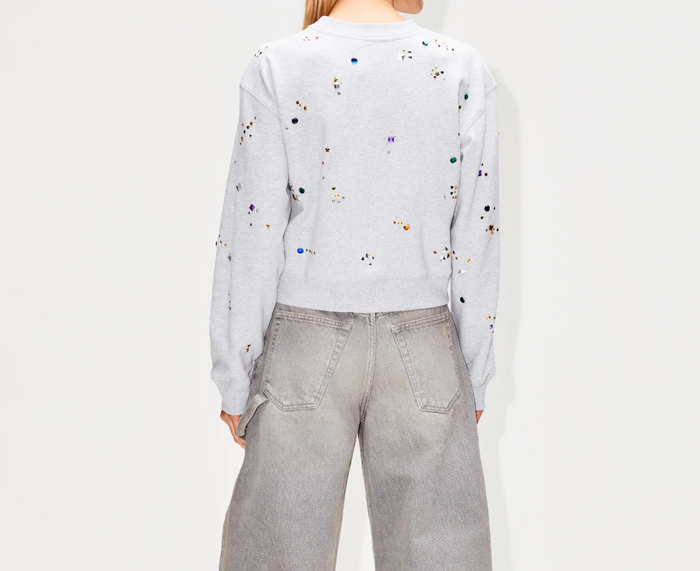 Cropped Jeweled Sweatshirt - M