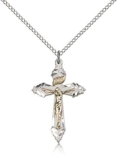 Crucifix medal 266521, Sterling Silver and Gold Corpus