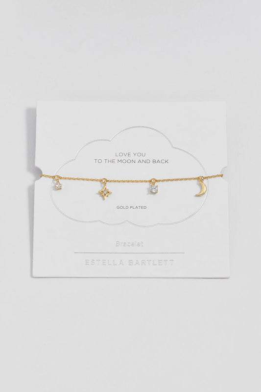 CZ Moon and Stars Charm Bracelet