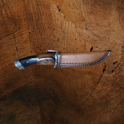 Damascus Steel Knife with Sheath - Old West Iron