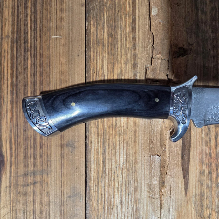 Damascus Steel Knife with Sheath - Old West Iron