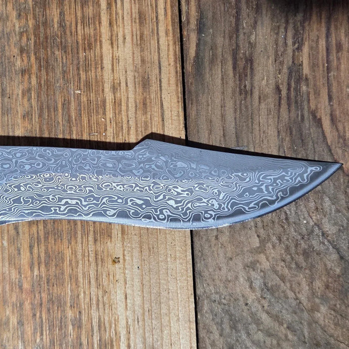 Damascus Steel Knife with Sheath - Old West Iron
