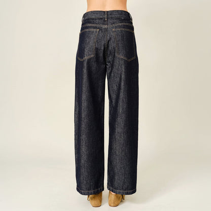 Dark Denim Lace Barrel Jeans