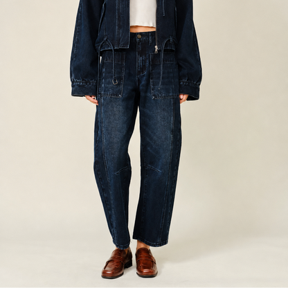 Dark Washed Barrel Jeans