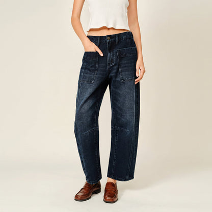 Dark Washed Barrel Jeans