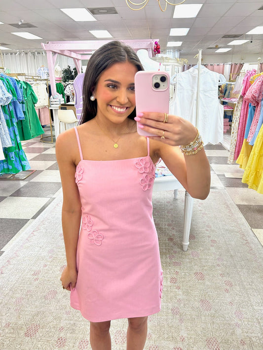 Dee Dee Pink Flower Detail Dress