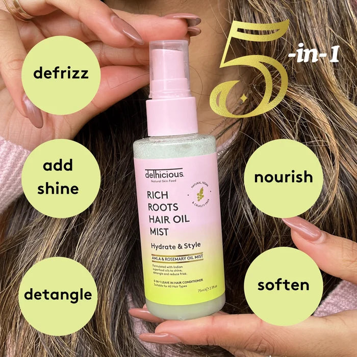 Delhicious Rich Roots 5-in-1 Hair Oil Mist Leave-in Conditioner 75ml