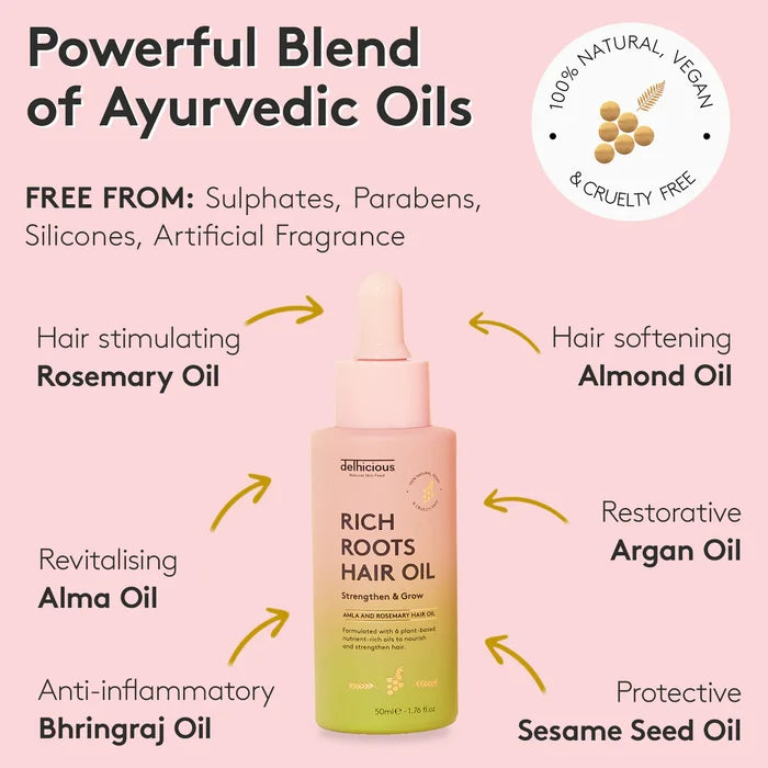 Delhicious Rich Roots Amla & Rosemary Hair Oil - 50ml