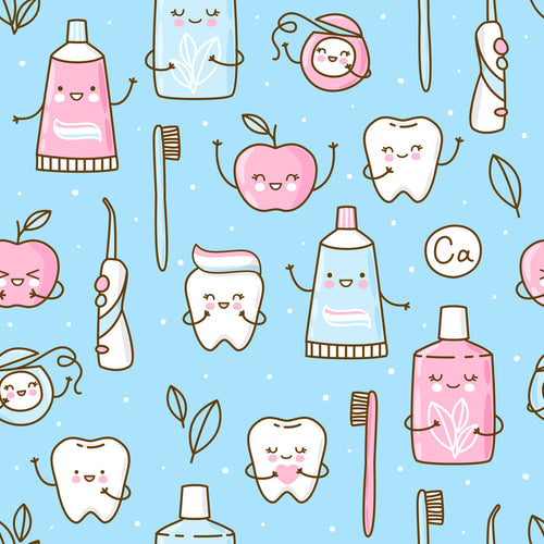 Dentist Fabric, Teeth, Tooth Brushes, Paste Fabric on Turquoise, 3702 - Beautiful Quilt