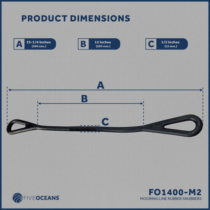 Dock Line Mooring Snubber, 1/2" Dia. 23-1/4" Length, Rubber, 2-Pack - FO1400-M2 - Five Oceans