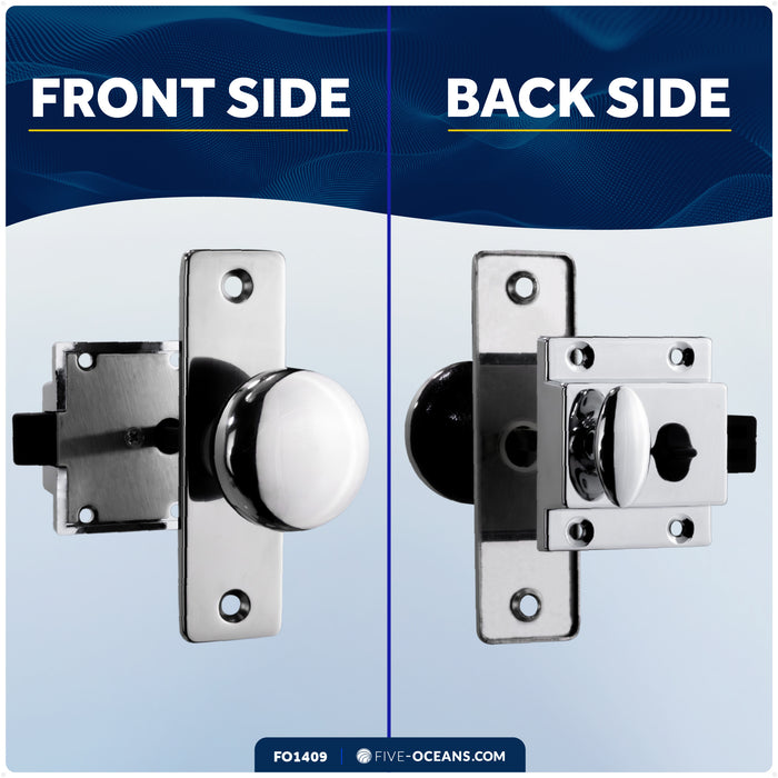 Door Lock Latch, Surface Mount, Chrome Plated Finish - FO1409 - Five Oceans