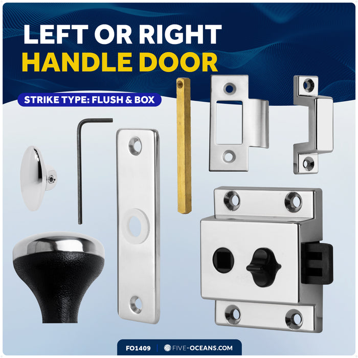 Door Lock Latch, Surface Mount, Chrome Plated Finish - FO1409 - Five Oceans