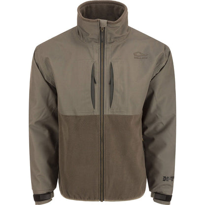 Drake Waterfowl MST CommandXT Eqwader jacket in olive green, featuring a waterproof upper and fleece lower body.