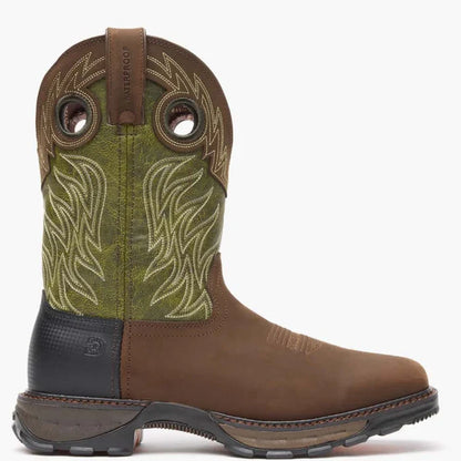 Durango 11" Western Waterproof Oiled Brown/Forest Green Durango Maverick XP Soft Toe #DDB0177