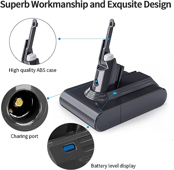Dyson V7 | SV11 Battery Compatible | 6000mAh High Capacity Extra 21.6 V | 968670-02 | SV11 | V7 | 6000mAh