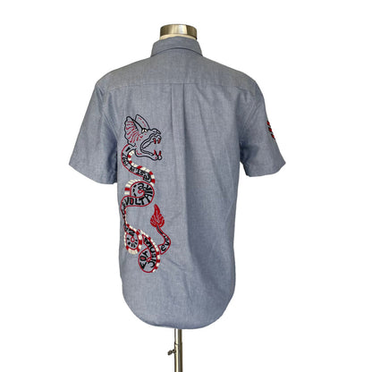 Embroidered Blue Collar Shirt - S/M