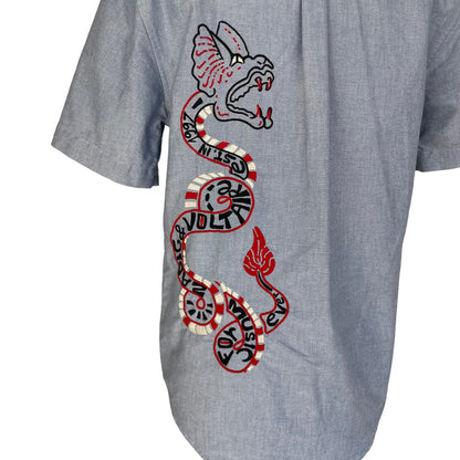 Embroidered Blue Collar Shirt - S/M