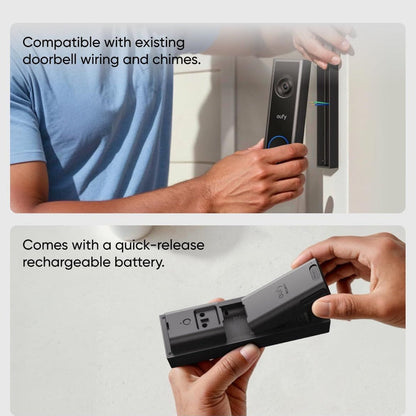 Eufy Video Doorbell C31 Smart Doorbell 2K - Black | T8223312 Eufy Smart Camera Euronics Ireland