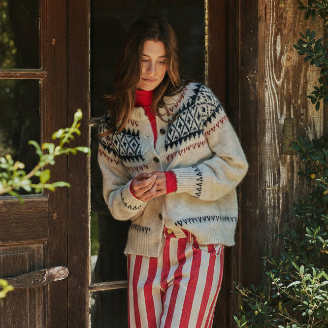 Fair Isle Nordic Toggle Knit Cardigan