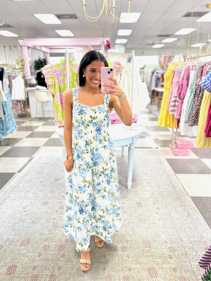 Fairhope Floral Eyelet Midi Dress