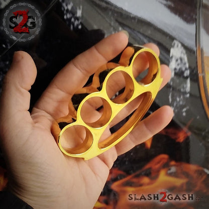 Fat Boy Extra Wide Belt Buckle & Paperweight - Gold Chubby Chunk Brass Knuckles