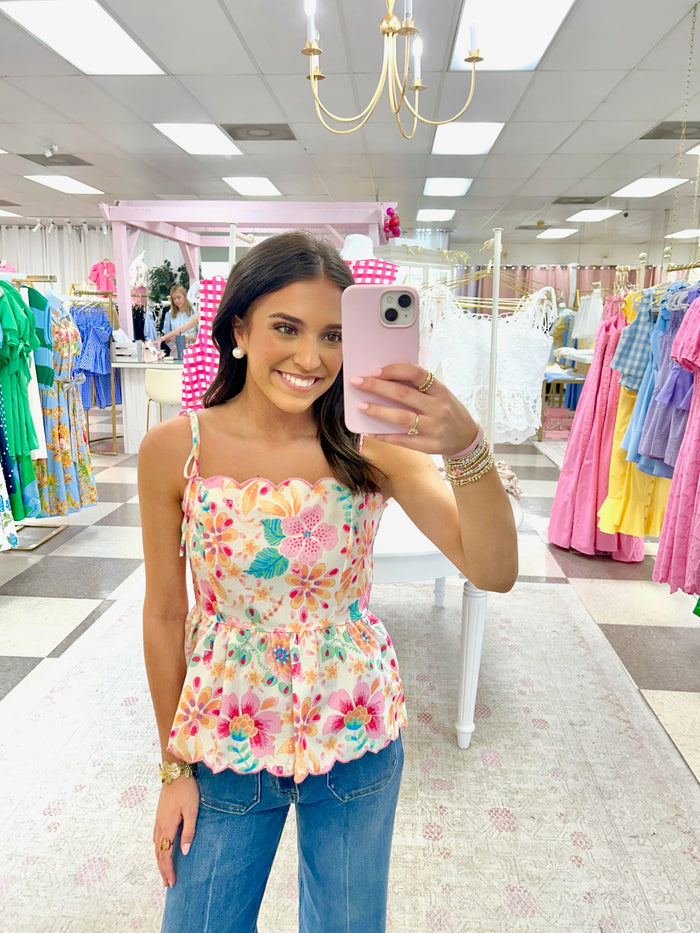 Flirty Floral Peplum Top