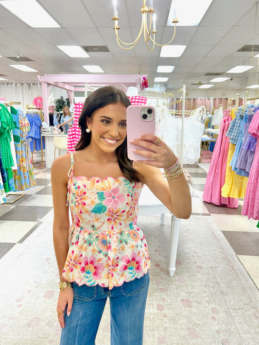Flirty Floral Peplum Top