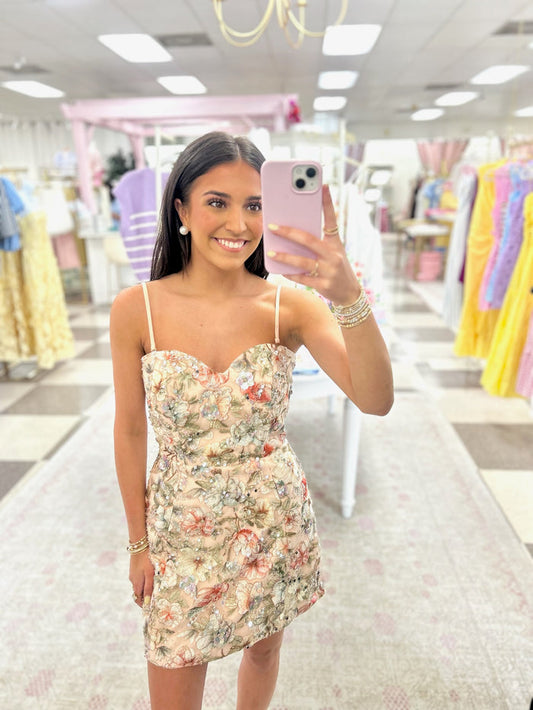 Floral Embroidery Mini Dress (Multi