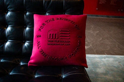 "For the Benefit" Embossed Cushion Cranberry