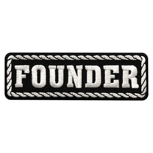 Founder MC Biker Patch (Iron On) (Black/White)