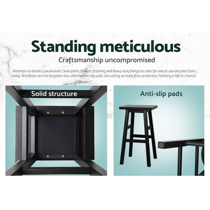 Four Bar Stools Kitchen Counter Stools Wooden Chairs Black -Home Living Store - -