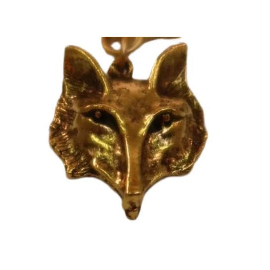 Intricately detailed gold fox head pendant necklace with a polished metallic finish and elegant, sophisticated design.