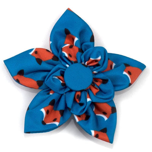 The Worthy Dog Bow Ties SM Foxy Teal Blue Flower Pet Collar Attachment - 2 Sizes