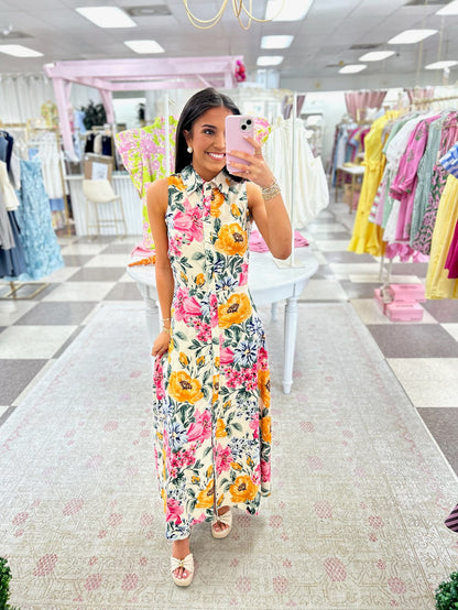 Frida Floral Button Maxi Dress