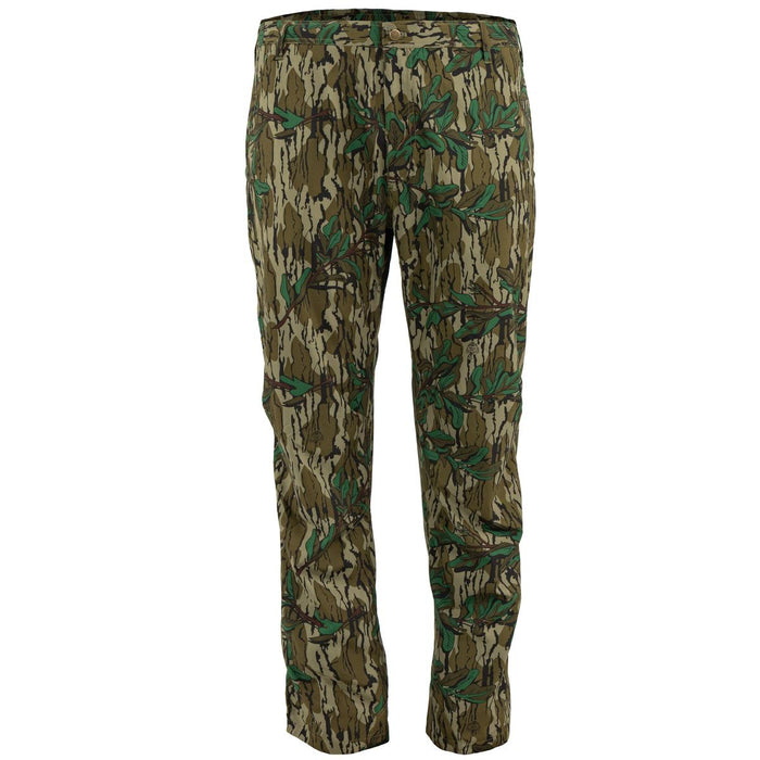 Gamehide Whisper Light hunting pants in camouflage print with stretch fabric, elastic waistband, and five-pocket design.